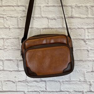 Vintage Foam Padded Camera Accessory Pack Bag Brown 3 Part Zip Shoulder Handle